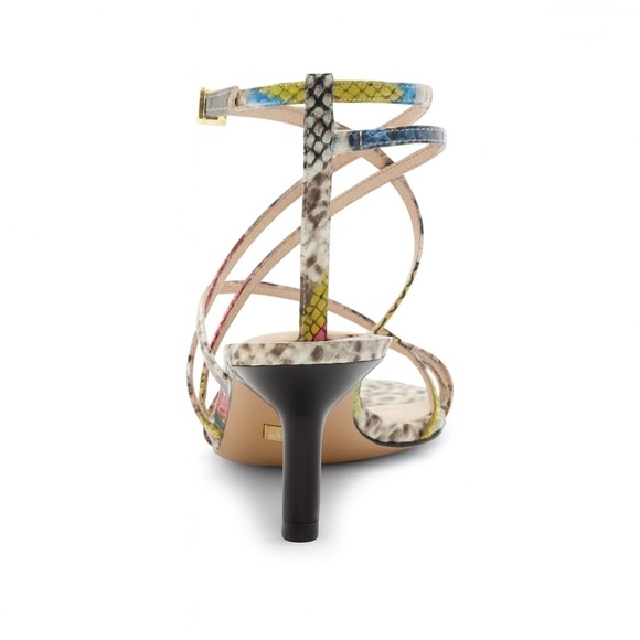 New Louise Et Cie Hansel Strappy Kitten Heel Sandal Multi Snake Print Leather 9M - Picture 4 of 12